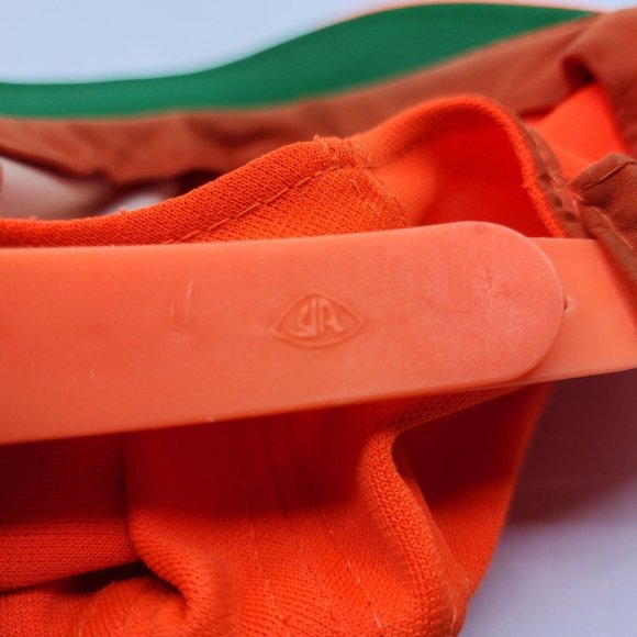 Solid Orange Snapback Trucker Hat Cap Adjustable Green Underbrim - Picture 7 of 8